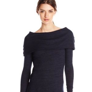 Black Maternity Sweater Tunic THREE DOTS Cowl Neck, Off the Shoulder | Small